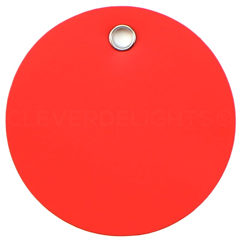 CleverDelights 2" Round Plastic Tags - 100 Pack - Waterproof Heavy Duty Tear-Resistant - 2 Inch Indoor Outdoor Durable Inventory ID Circle Tag (Red) - Image 1